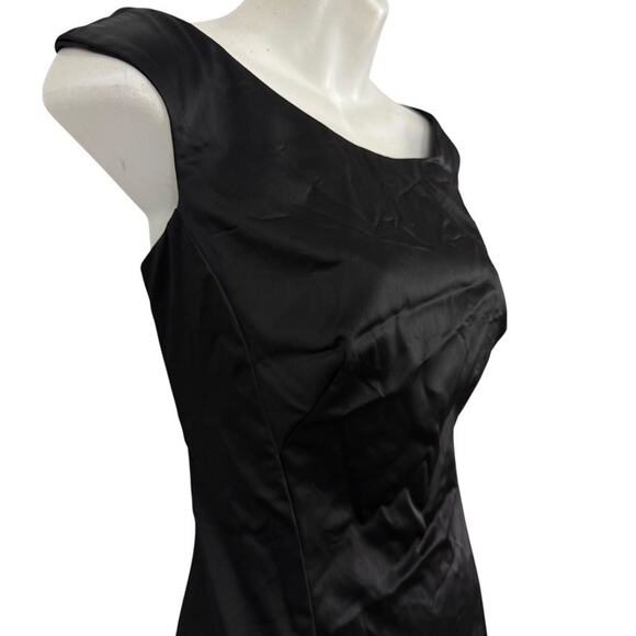 Guess Collection USA Made Satin Solid Little Black Dress V-Back Stretch sz 4 - Picture 4 of 16